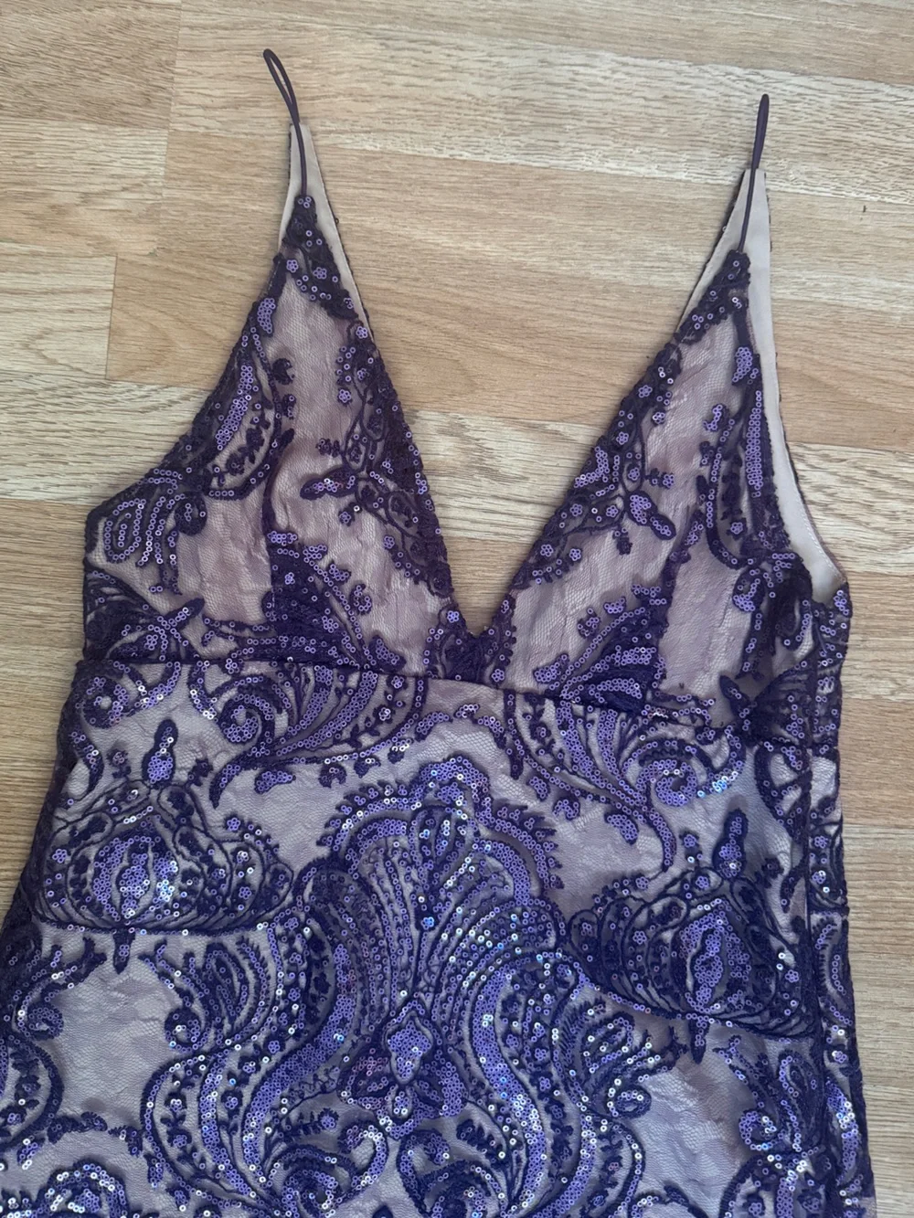 Free People Purple Night Shimmers Sequin Lace Mini Dress